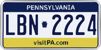 PA license plate LBN2224