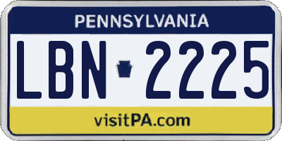 PA license plate LBN2225