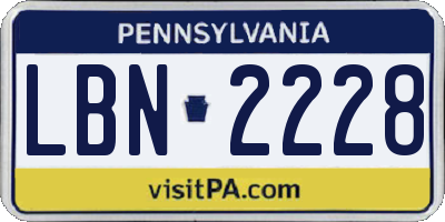 PA license plate LBN2228