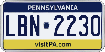 PA license plate LBN2230