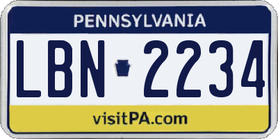 PA license plate LBN2234