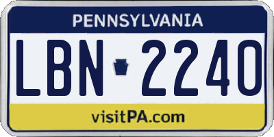 PA license plate LBN2240