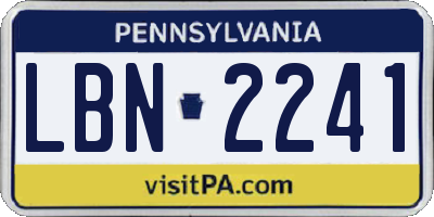 PA license plate LBN2241