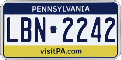 PA license plate LBN2242