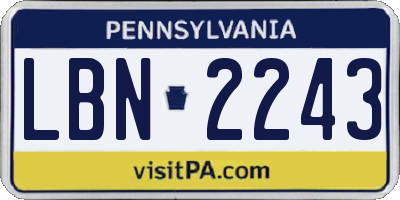 PA license plate LBN2243