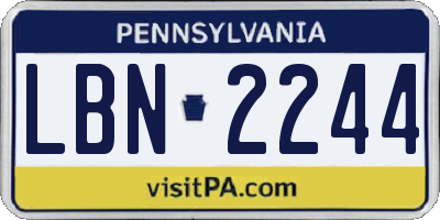 PA license plate LBN2244