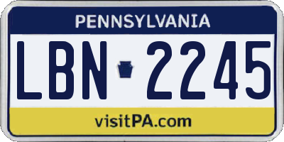 PA license plate LBN2245