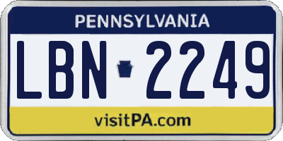 PA license plate LBN2249