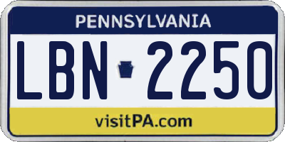 PA license plate LBN2250
