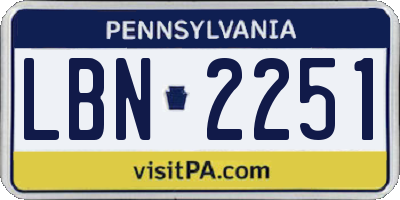 PA license plate LBN2251