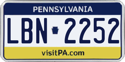 PA license plate LBN2252