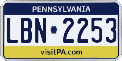 PA license plate LBN2253