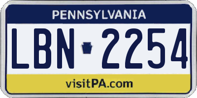 PA license plate LBN2254
