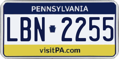 PA license plate LBN2255