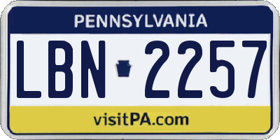 PA license plate LBN2257