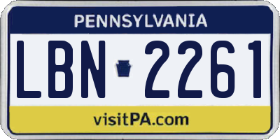 PA license plate LBN2261
