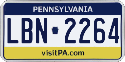 PA license plate LBN2264