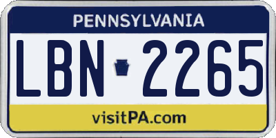 PA license plate LBN2265