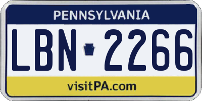 PA license plate LBN2266