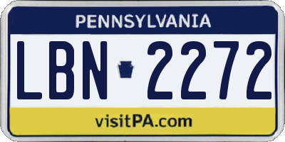 PA license plate LBN2272