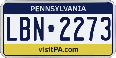 PA license plate LBN2273
