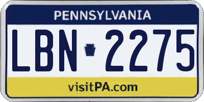 PA license plate LBN2275