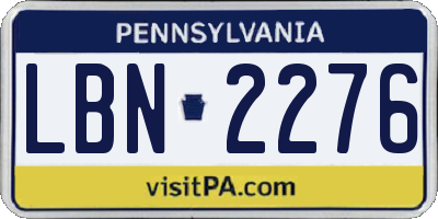 PA license plate LBN2276