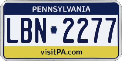 PA license plate LBN2277
