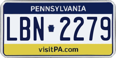 PA license plate LBN2279