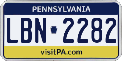PA license plate LBN2282