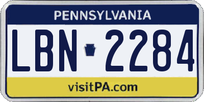 PA license plate LBN2284