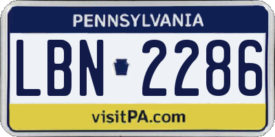 PA license plate LBN2286
