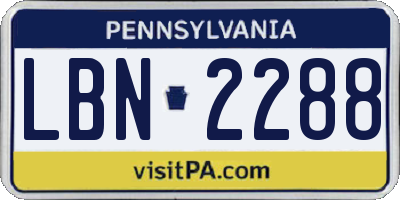 PA license plate LBN2288