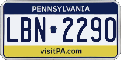 PA license plate LBN2290