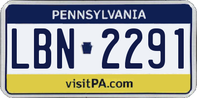 PA license plate LBN2291