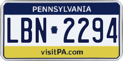 PA license plate LBN2294