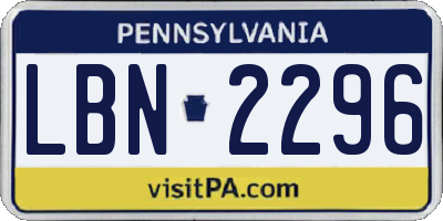 PA license plate LBN2296