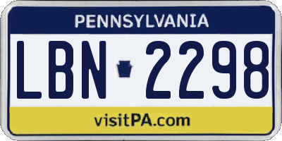 PA license plate LBN2298