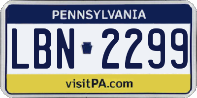 PA license plate LBN2299