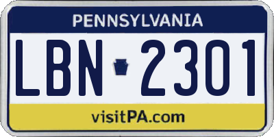PA license plate LBN2301