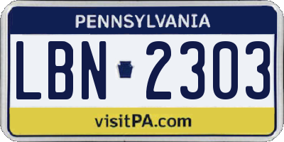 PA license plate LBN2303