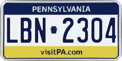 PA license plate LBN2304
