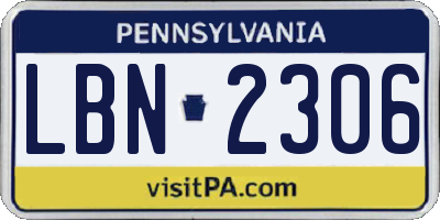 PA license plate LBN2306