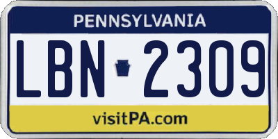PA license plate LBN2309