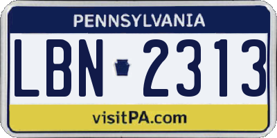 PA license plate LBN2313