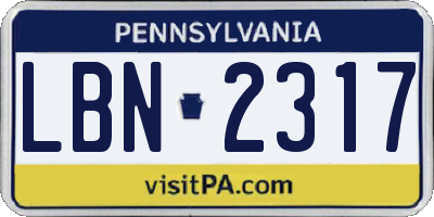 PA license plate LBN2317