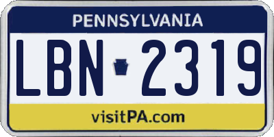 PA license plate LBN2319
