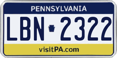 PA license plate LBN2322