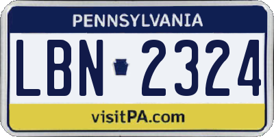PA license plate LBN2324