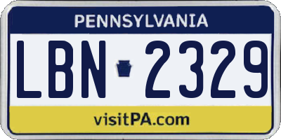 PA license plate LBN2329